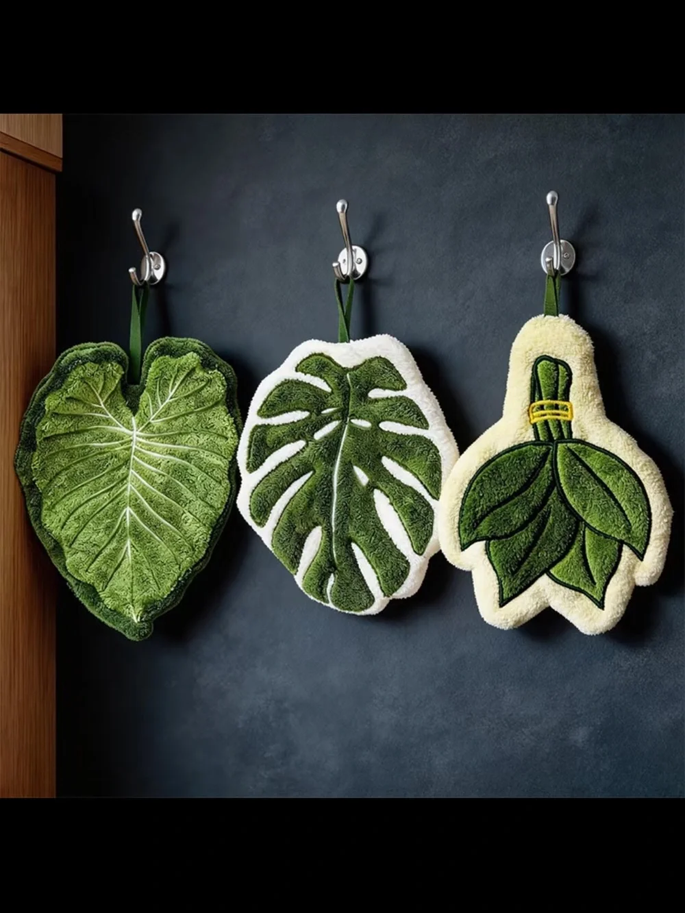 Leaf-Shaped Kitchen Pot Holders - Green Leaf Trio